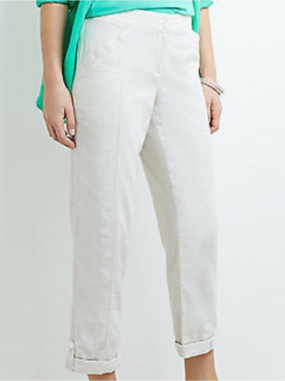 J.JILL Women’s Size 16T Tall White Cotton Cropped Rolled-Cuff Capri Pant